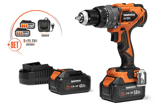 Akumuliatorinis gręžtuvas DAEWOO DAA 7521Li SET